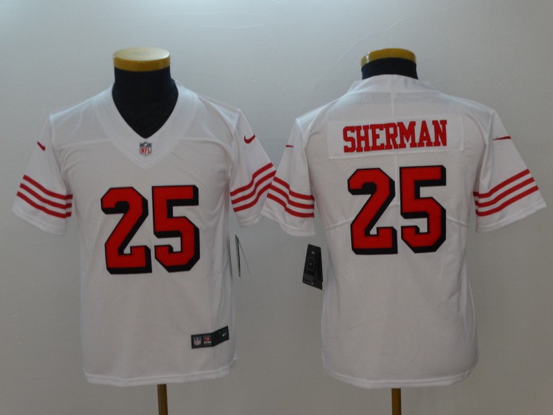 Youth San Francisco 49ers #25 Sherman White Color Rush Nike Vapor Untouchable Limited Playe NFL Jerseys